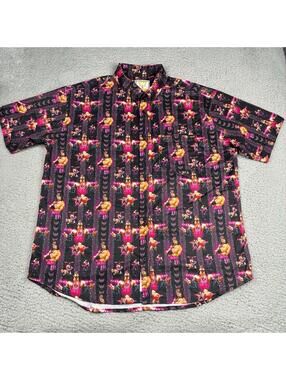 WWE x RSVLTS KUNUFLEX Bret Hitman Hart AOP Button Down Shirt Men’s 2XL